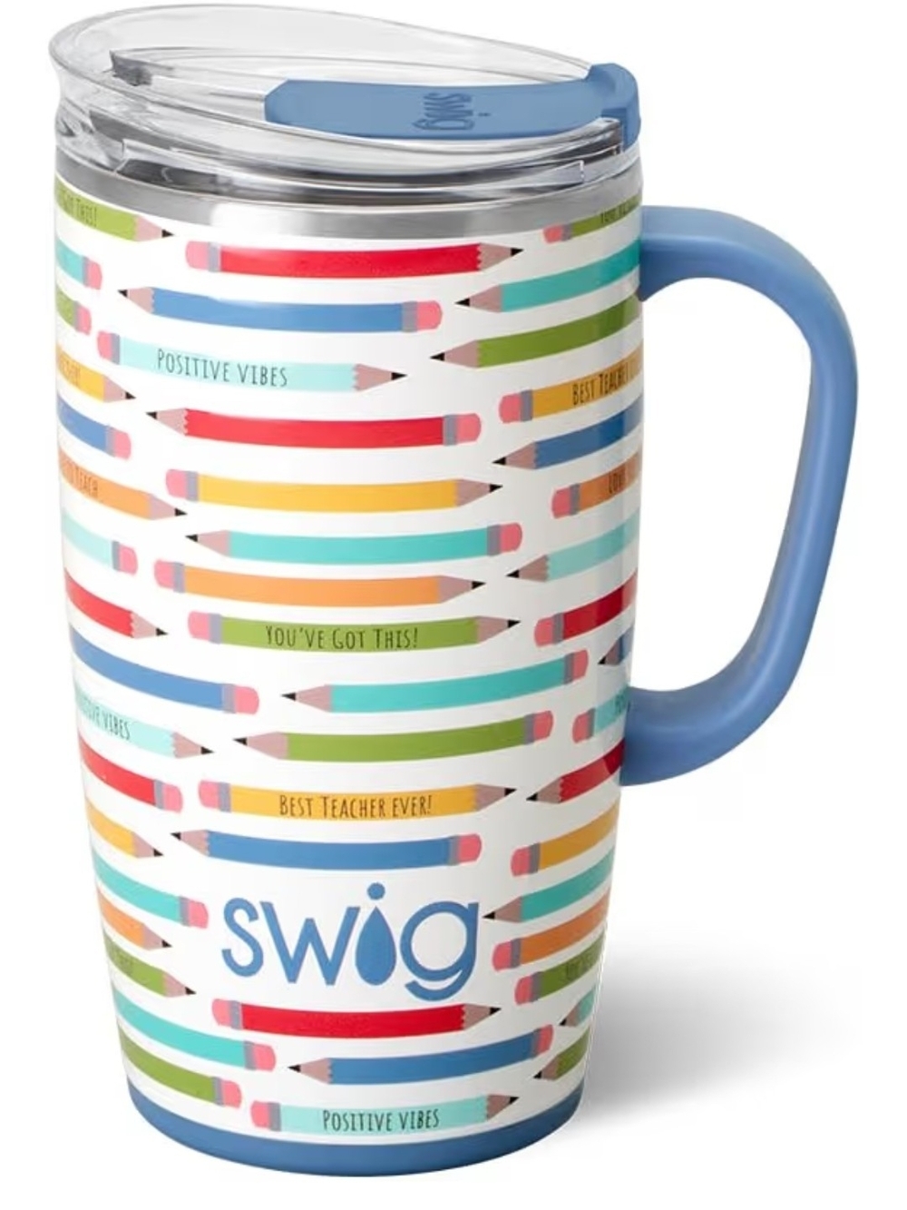 Swig Life 18oz Insulated Travel Mug  Colorful Pencil Teacher Pattern